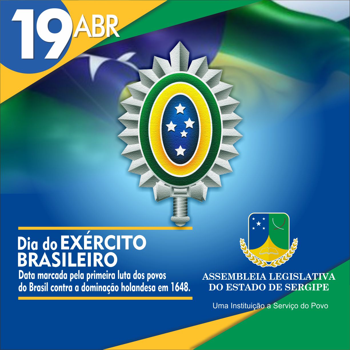 O DIA DO EXÉRCITO BRASILEIRO É COMEMORADO ANUALMENTE EM 19 DE ABRIL.