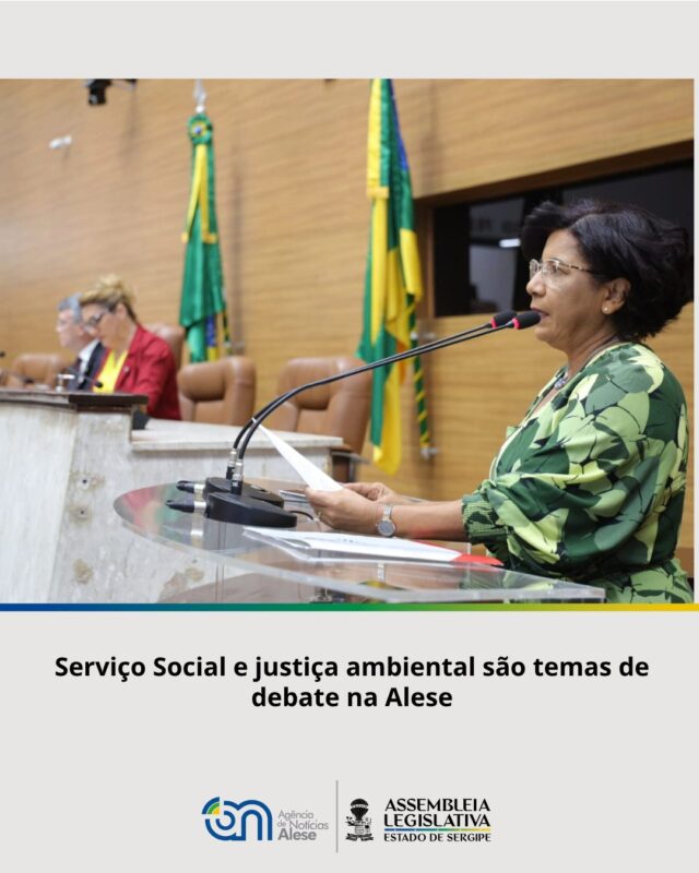 FIQUE POR DENTRO! ⬇️

No Plenário da Assembleia Legislativa de Sergipe (Alese), foi realizada a palestra com o tema ‘Serviço Social na Luta por Justiça Ambiental para a Diversidade de Povos e Biomas’, proferida pela conselheira-presidente do CRESS da 18ª Região – Sergipe, Maria Auxiliadora de Oliveira Rocha Horlacher. A propositura é de autoria da deputada estadual Linda Brasil (Psol). 

Para essa e outras notícias acesse o link na bio ou o site www.al.se.leg.br .

Foto: Jadilson Simões 

Siga a Assembleia Legislativa nas redes sociais
Facebook: @assembleiase
Instagram: @assembleiasergipe
Twitter/X: @assembleiase

#SessãoEspecial #Elese #DeputadosEstaduais #ProjetodeLei #Parlamentar #Legislativo #AgenciaAlese #Alese #AssembleiaLegislativa #PoderLegislativo #Aracaju #sergipe

#ParaTodosVerem: a imagem trata-se pessoas em palestra no plenário da Alese.