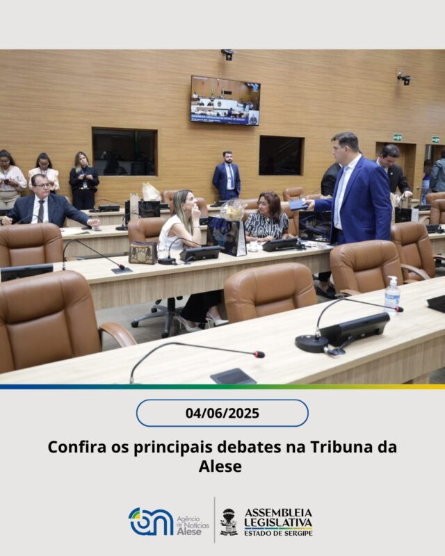 FIQUE POR DENTRO! ⬇️

Foto 2 – A deputada Linda Brasil subiu à Tribuna da Alese para denunciar a paralisação dos trabalhadores da Renova, empresa responsável pela coleta de lixo em Aracaju, ocorrida em 3 de junho de 2025, devido à falta de pagamento de benefícios como ticket alimentação e vale-transporte. 

Foto 3 – O deputado Marcos Oliveira lamentou a decisão da Justiça de Sergipe que suspendeu a venda de produtos de origem animal nas feiras livres dos bairros Atalaia e São Conrado, em Aracaju. O parlamentar alertou para a necessidade de compreender esse movimento que ameaça a continuidade das feiras.

Foto 4 – A deputada Carminha Paiva parabenizou o Governo de Sergipe pela criação da “Estação Acolher”, espaço instalado no Arraiá do Povo, pensado com respeito e dignidade para amparar os catadores que atuam durante o evento.

Foto 5 – O deputado Adailton Martins voltou a cobrar a conclusão da BR-101 Norte e lamentou os transtornos causados pela obra inacabada. Pediu aos deputados federais e senadores sergipanos que intercedam junto ao Ministério dos Transportes para a conclusão.

Foto 6 – O vice-presidente da Alese, deputado Garibalde Mendonça, leu nota de repúdio da presidente da Unale, Tia Ju, contra ameaças enviadas às deputadas estaduais da Alesp, e manifestou solidariedade da Alese às parlamentares.

Fotos: Jadilson Simões

Para essas e outras notícias acesse o link na bio ou o site www.al.se.leg.br .
Siga nossas redes sociais:
Facebook: @assembleiase 
Instagram: @assembleiasergipe
Twitter/X: @assembleiase 
 
#SessãoPlenária #SaladasComissões #DeputadosEstaduais #ProjetodeLei #Parlamentar #Legislativo #AgenciaAlese #Alese #AssembleiaLegislativa #PoderLegislativo #Aracaju #sergipe

#ParaTodosVerem: as imagens mostram os parlamentares na Tribuna nesta quarta-feira, 04.